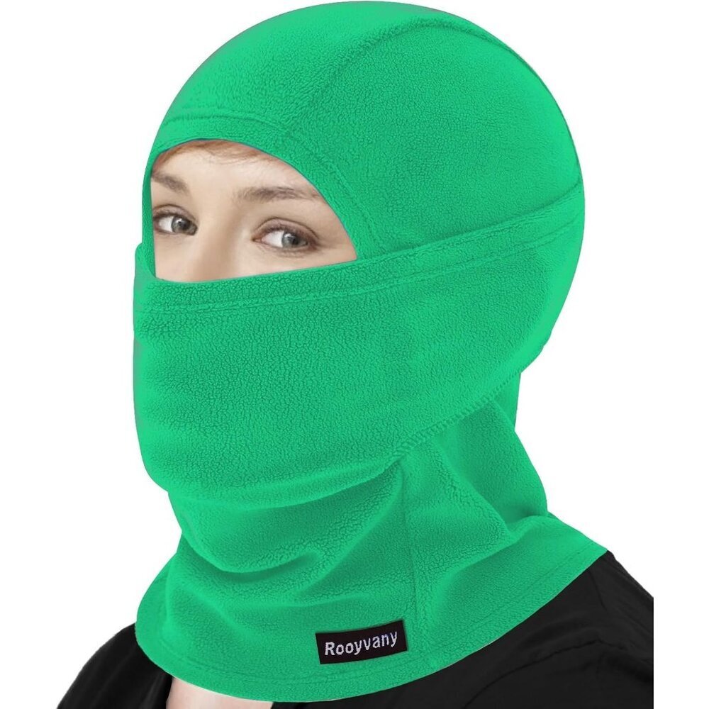 Women's Green Balaclava Mask Warm Windproof Lightweight Winter Face Mask